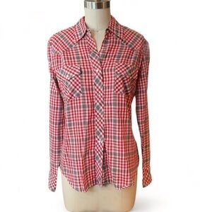 Vintage Dibs of Portland Plaid Western Style Pearl Snap Pointed Collar Shirt